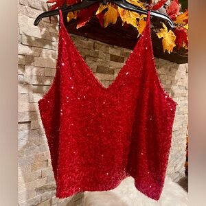 J. Crew Red Sequin Camisole Top